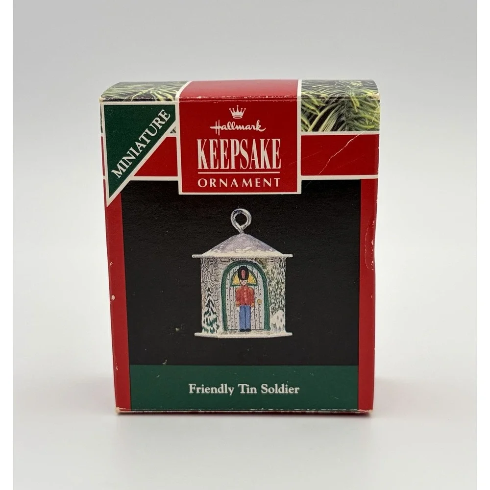 1992 Hallmark Keepsake Ornament Friendly Tin Soldier Pressed Tin Miniature VTG